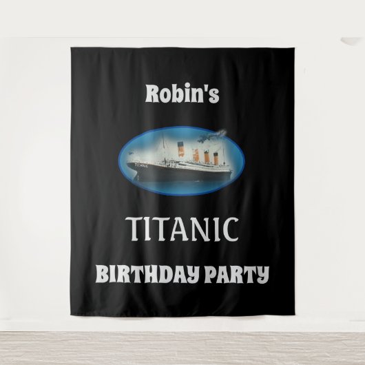 Tenture Anniversaire du Titanic Bateau Ligne Étoile Blanch (Devant)