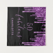 Tenture Anniversaire fabuleux noir paillettes violet étinc (Devant (Horizontal))