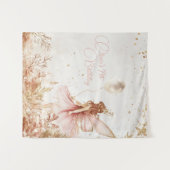 Tenture Anniversaire Fée Or Enchanté et Rose  (Devant (Horizontal))