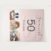 Tenture Anniversaire fête blush rose or photo (Devant (Horizontal))