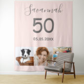 Tenture Anniversaire fête blush rose or photo (En situation)