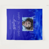 Tenture Anniversaire fête royal bleu gouttes nom de la pho (Devant (Horizontal))