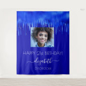 Tenture Anniversaire fête royal bleu gouttes nom de la pho (Devant)