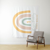 Tenture Anniversaire Fille Arc-en-ciel Pastel Moderne (En situation)