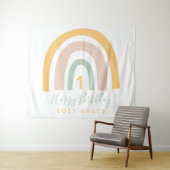 Tenture Anniversaire Fille Arc-en-ciel Pastel Moderne (En situation (horizontale))