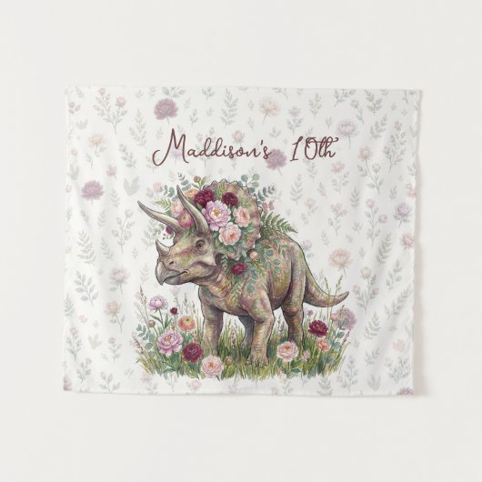 Tenture Anniversaire Fille Dinosaure (Devant (Horizontal))