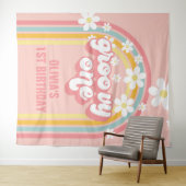 Tenture Anniversaire Groovy Rainbow Retro 1 an (En situation (horizontale))