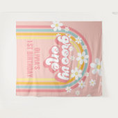 Tenture Anniversaire Groovy Rainbow Retro 1 an (Devant (Horizontal))