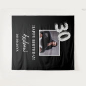 Tenture Anniversaire homme personnalisé photo nom mec 30 a (Devant (Horizontal))