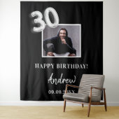 Tenture Anniversaire homme personnalisé photo nom mec 30 a (En situation)
