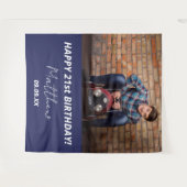 Tenture Anniversaire marine bleu blanc photo gars (Devant (Horizontal))