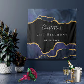 Tenture Anniversaire marine bleu noir or agate