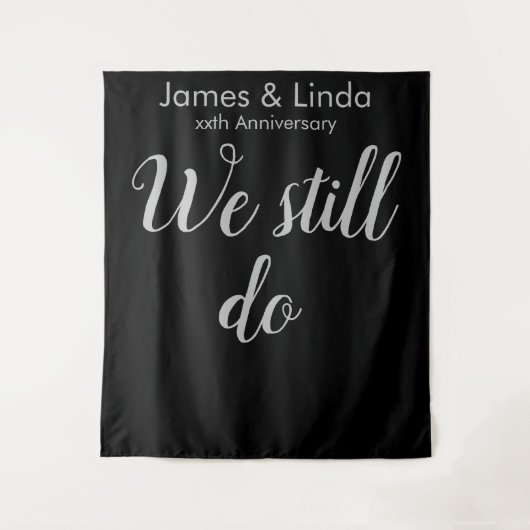 Tenture Anniversaire noir et argent Photo Booth Backdrop 2 (Devant)