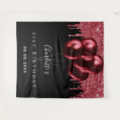 Tenture Anniversaire noir rouge parties scintillant goutte (Devant (Horizontal))