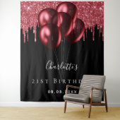 Tenture Anniversaire noir rouge parties scintillant goutte (En situation)