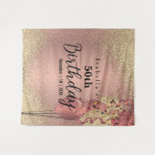 Tenture Anniversaire Paillettes Or et Or Rose (Devant (Horizontal))