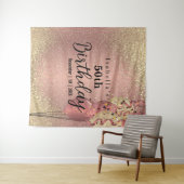 Tenture Anniversaire Paillettes Or et Or Rose (En situation (horizontale))