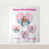 Tenture Anniversaire photo coeur collage fille accueil (Devant)