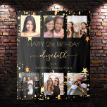 Tenture Anniversaire photo collage noir or meilleurs amis<br><div class="desc">A vend from friends for a woman's 21st (or any age) birthday, celebrating her life with a collage of 6 of your high quality lumieres of her, her friends, family, interest or pets. Personalize and add name, age 21 and your names Le texte en or. A chic, classic black background...</div>