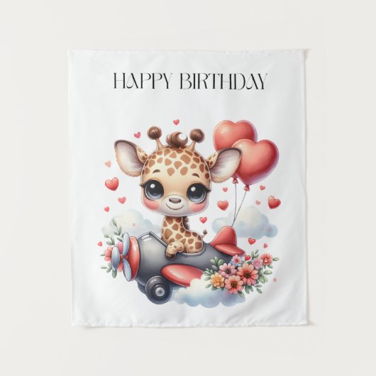 Tenture Anniversaire Pilote Girafe (Devant)