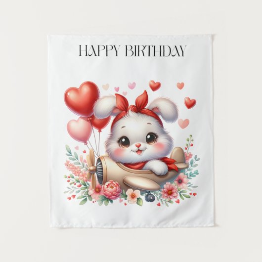 Tenture Anniversaire Pilote Lapin (Devant)
