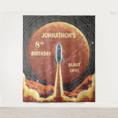 Tenture Anniversaire Rocket Space Fun Photo Booth Backdrop (Devant)