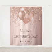Tenture Anniversaire rose or parties scintillant ballons m (Devant)