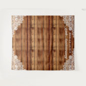 Tenture Anniversaire Rustique en bois et dentelle blanche (Devant (Horizontal))