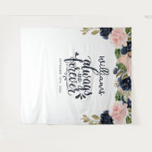 Tenture Anniversaire Toujours et pour toujours Marine rose (Devant (Horizontal))