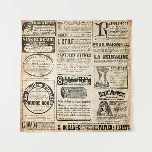 Tenture Annonce de journal français 1897 (Devant)