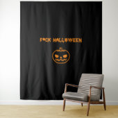 Tenture Anti Halloween citrouille jack-o' lantern (En situation)