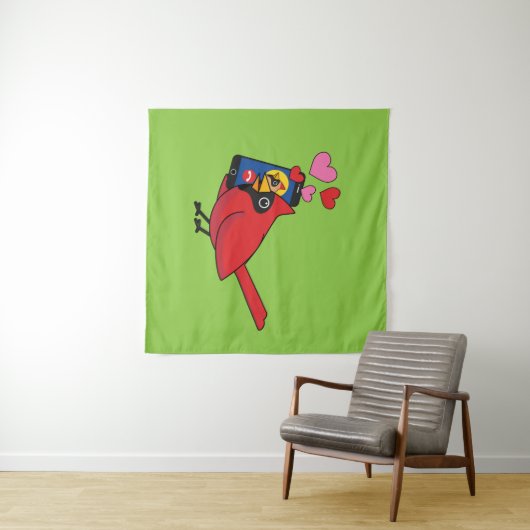 Tenture Appels d'accouplement Cardinal Bird Love (En situation (horizontale))