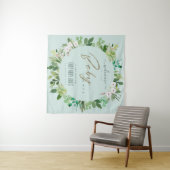 TENTURE AQUA  BLEU FEUILLAGE ACRÉLIÈRE BABY SHOWER BIENVEN (En situation (horizontale))