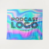 Tenture Aqua Blue Iridescente Rainbow Modern Podcast Logo (Devant (Horizontal))