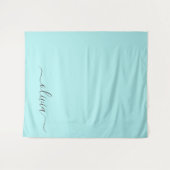 Tenture Aqua Blue Turquoise Moderne Script Girl Monogramme (Devant (Horizontal))