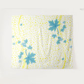 Tenture Aqua feuille et pois jaunes (Devant (Horizontal))