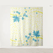 Tenture Aqua feuille et pois jaunes (Devant)