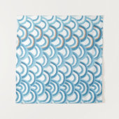 Tenture Aquarelle à vague bleue, peinture transparente. (Devant (Horizontal))