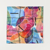 Tenture Aquarelle Abstraite Motif noir blanc (Devant (Horizontal))