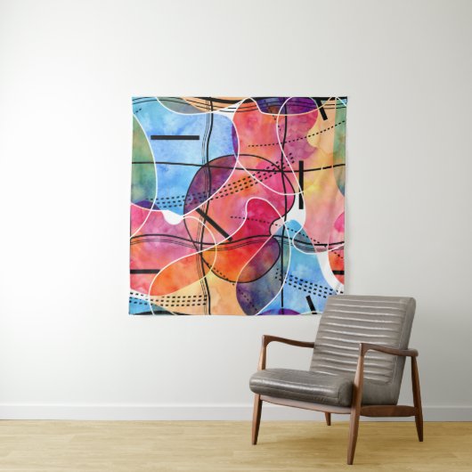 Tenture Aquarelle Abstraite Motif noir blanc (En situation (horizontale))