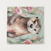 Tenture Aquarelle adorable Otter (Devant (Horizontal))
