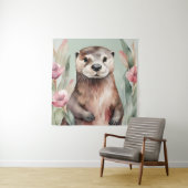 Tenture Aquarelle adorable Otter (En situation)