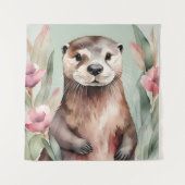 Tenture Aquarelle adorable Otter (Devant)