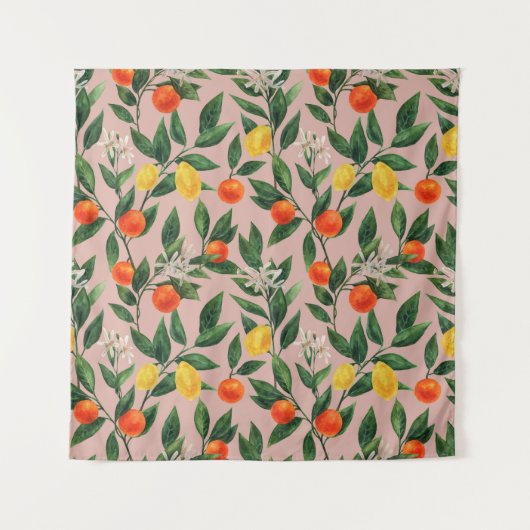 Tenture Aquarelle Agrumes Branches Motif (Devant)