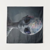 Tenture Aquarelle Alien grise Portrait floral (Devant (Horizontal))