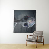 Tenture Aquarelle Alien grise Portrait floral (En situation (horizontale))