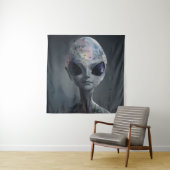 Tenture Aquarelle Alien grise Portrait floral (En situation)