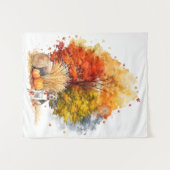 Tenture Aquarelle Automne Chien Design - Beagle (Devant (Horizontal))