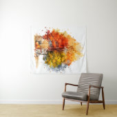 Tenture Aquarelle Automne Chien Design - Corgi (En situation (horizontale))