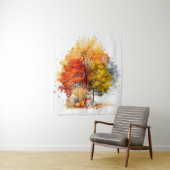 Tenture Aquarelle Automne Chien Design - Corgi (En situation)